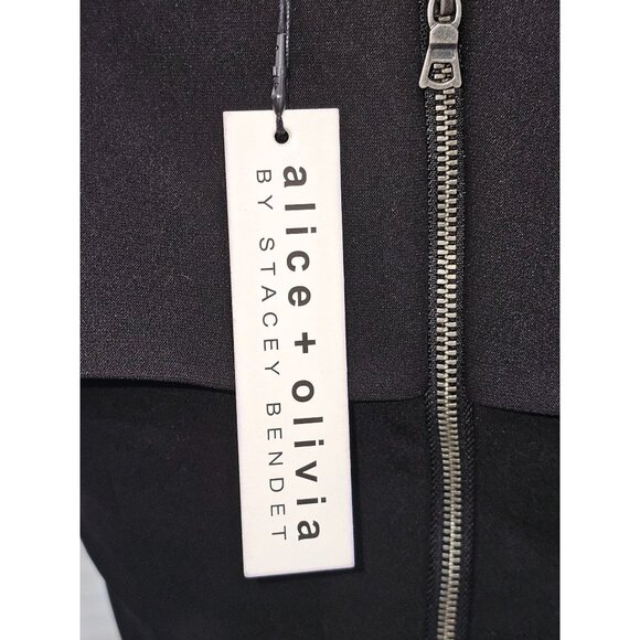 NWT Alice + Olivia Women's Black Dash Cold-Shoulder Flounce Dress Sz 4 1939 - Picture 10 of 15